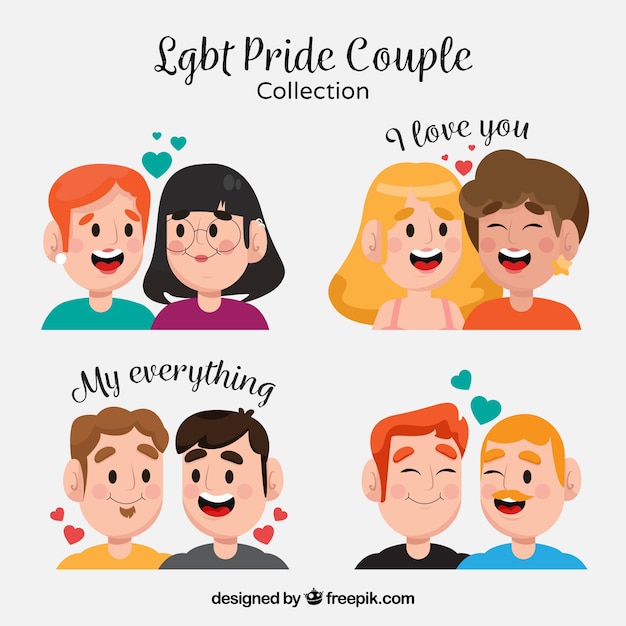 Vector gratuito colección de parejas de orgullo lgbt