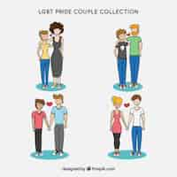 Vector gratuito colección de parejas de orgullo lgbt