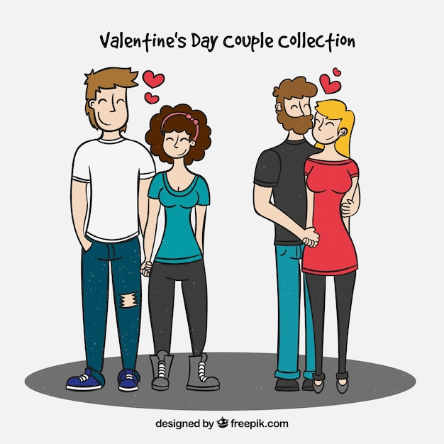 Vector gratuito colección de parejas de san valentín dibujadas a mano