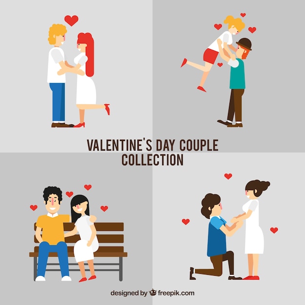 Vector gratuito colección de parejas de san valentín