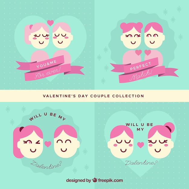 Vector gratuito colección de parejas de san valentín