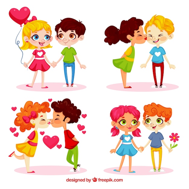 Vector gratuito colección de parejas de san valentín