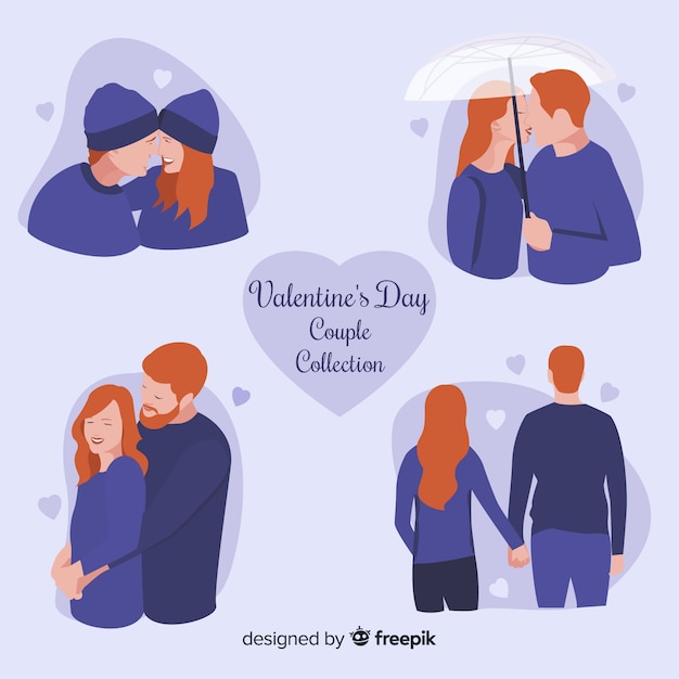 Vector gratuito colección de parejas de san valentin