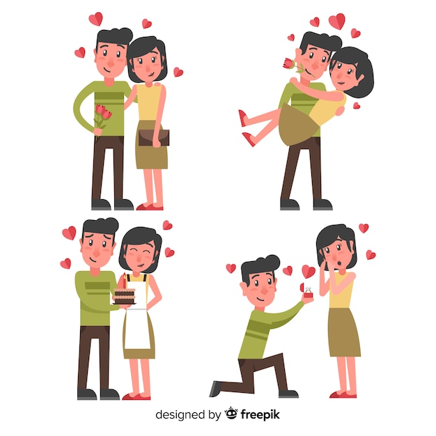 Vector gratuito colección de parejas de san valentin