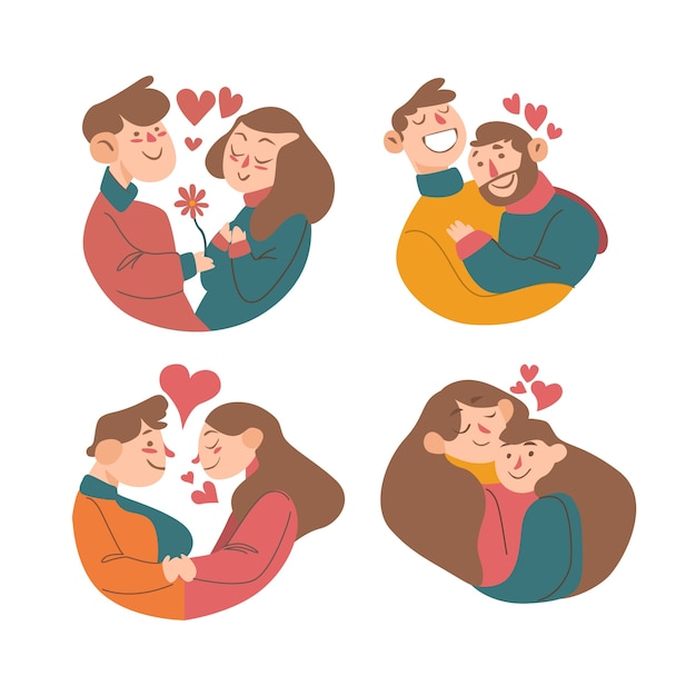 Vector gratuito colección de parejas de san valentín