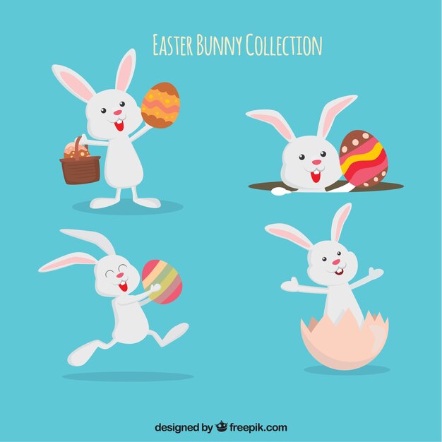 Colección de pascua de conejos divertidos