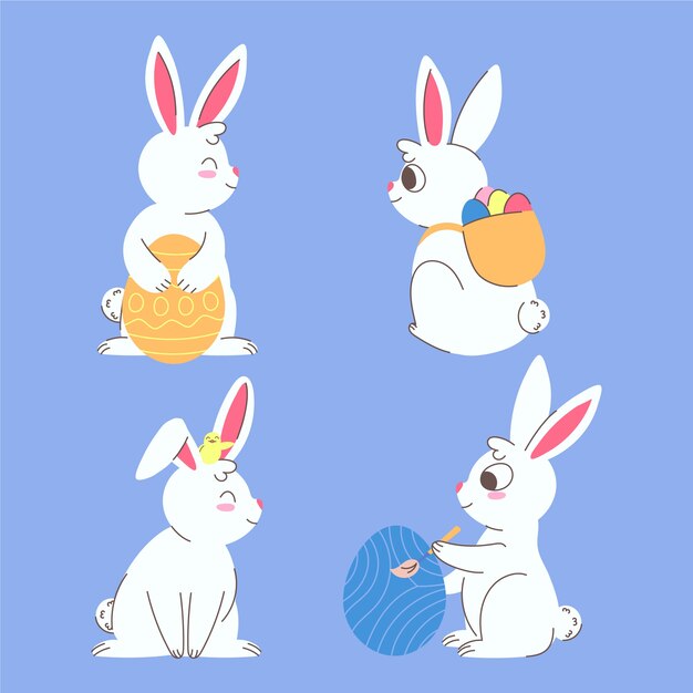 Colección de pascua plana dibujada a mano