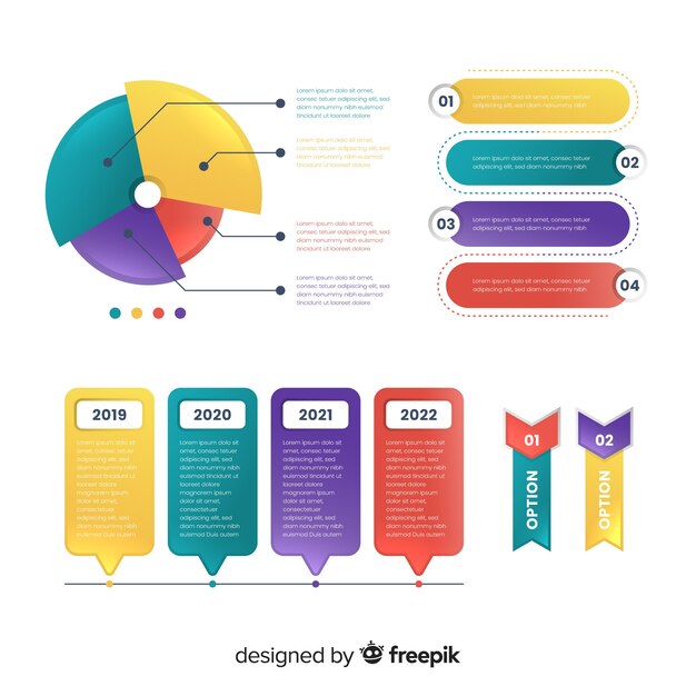 Colección pasos coloridos infografía planos