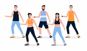 Vector gratuito colección de pasos de fitness de baile dibujados a mano