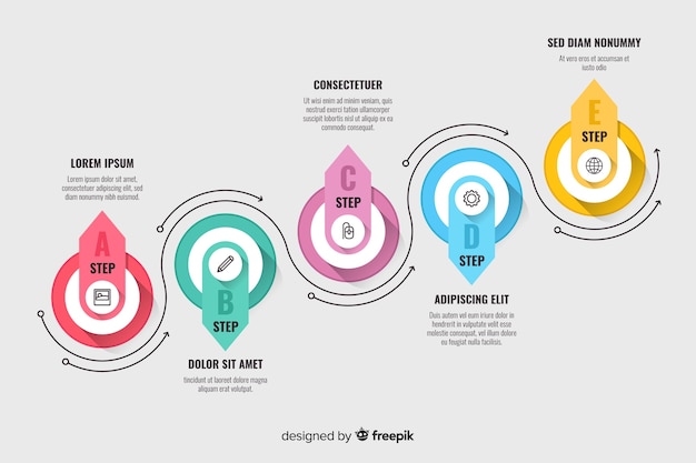 Vector gratuito colección pasos infografía diseño plano