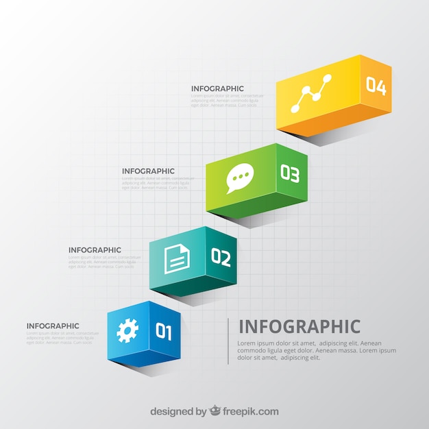 Colección de pasos de infografía con muchos colores