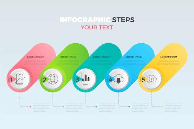 Vector gratuito colección de pasos de infografía plana