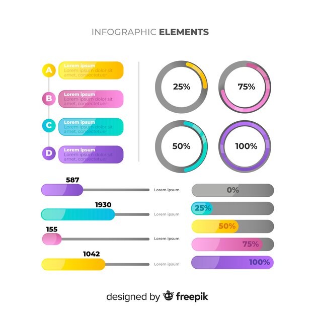 Colección pasos infografía planos con estadísticas
