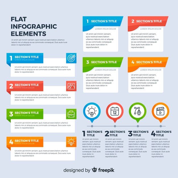 Colección pasos infografía planos con estadísticas