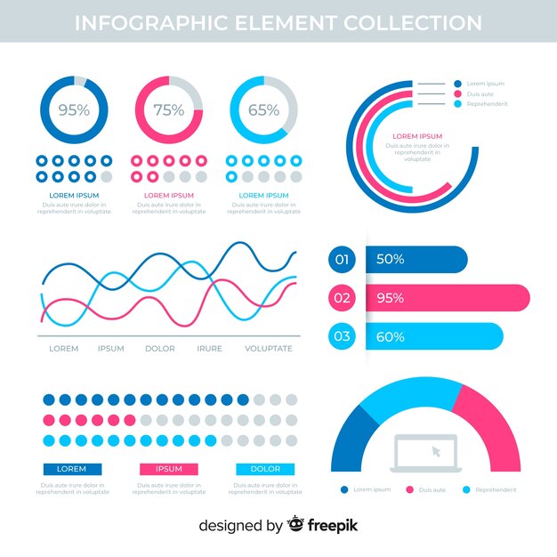 Colección pasos infografía planos con estadísticas