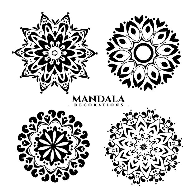 Colección de patrón de cuatro diseños de mandala