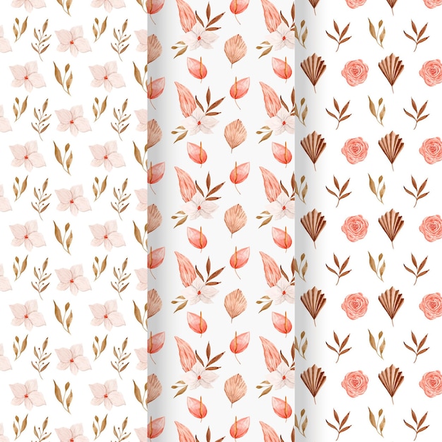 Colección de patrones de acuarela boho