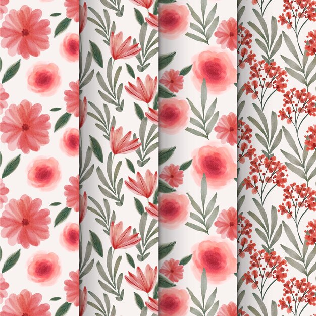 Colección de patrones de acuarela de primavera