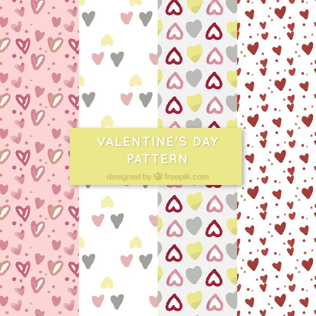 Colección de patrones de acuarela de san valentín