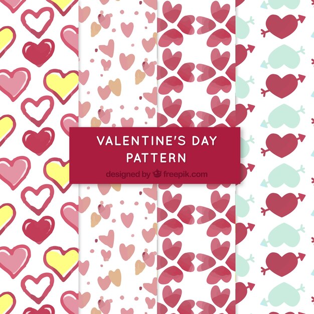 Colección de patrones de acuarela de san valentín