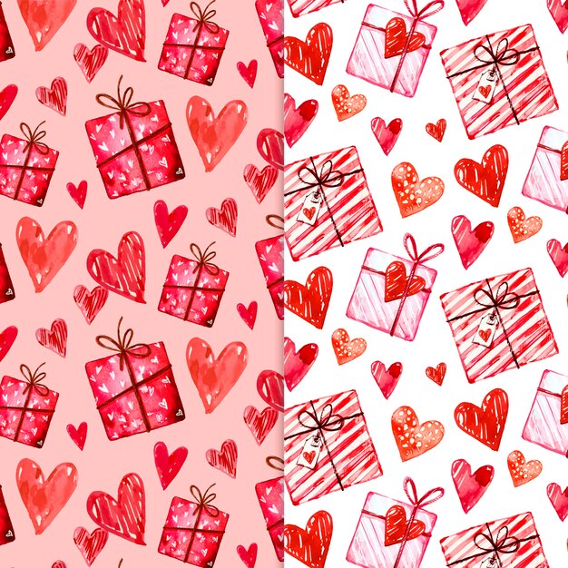 Colección de patrones de acuarela de san valentín
