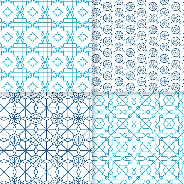Vector gratuito colección de patrones árabes lineales planos
