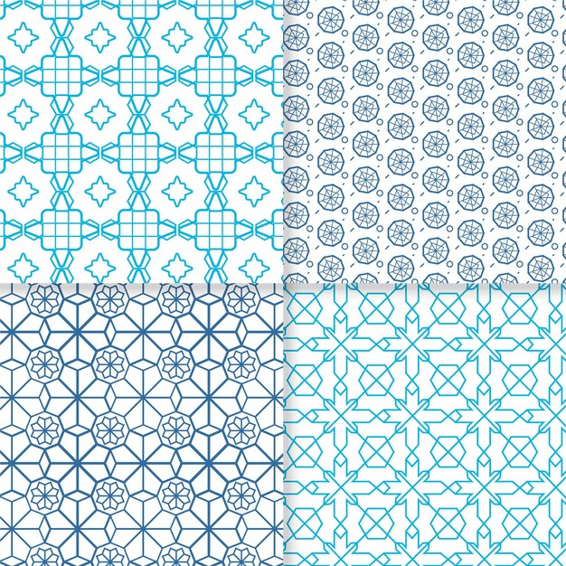 Colección de patrones árabes lineales planos
