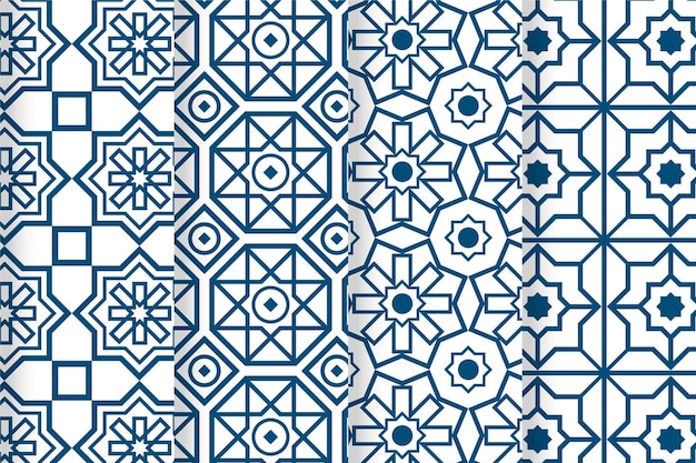 Vector gratuito colección de patrones árabes lineales planos