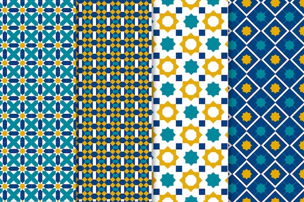 Colección de patrones árabes lineales planos