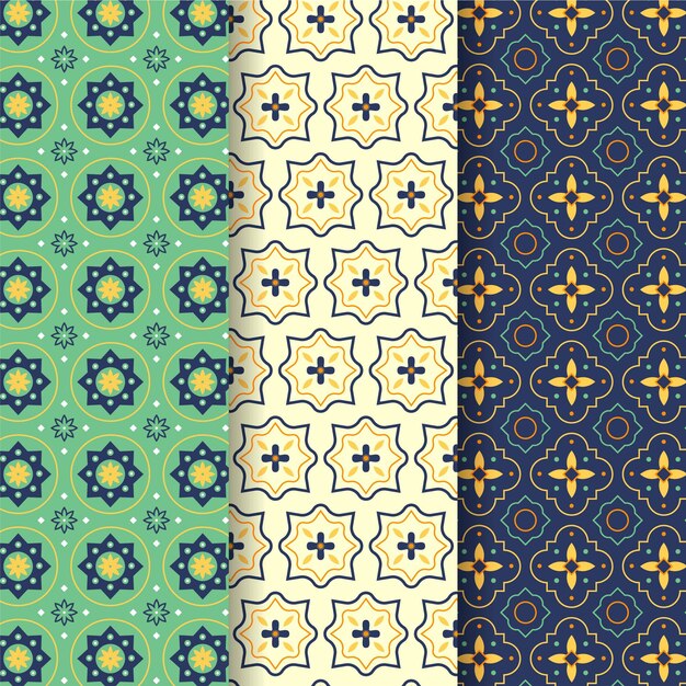 Colección de patrones árabes ornamentales planos
