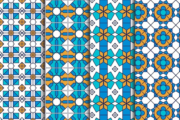 Colección de patrones árabes ornamentales planos