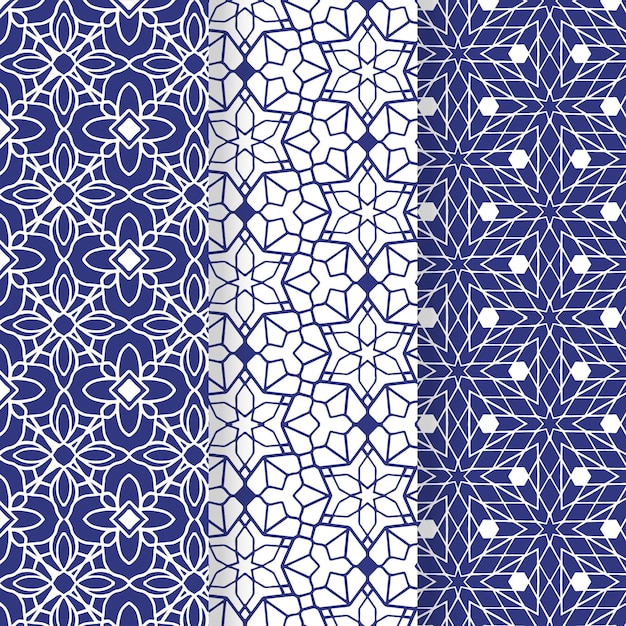 Vector gratuito colección de patrones árabes ornamentales planos