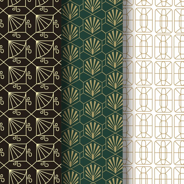Colección de patrones art deco de diseño plano