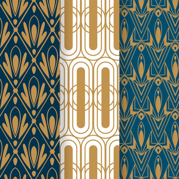 Vector gratuito colección de patrones art deco planos