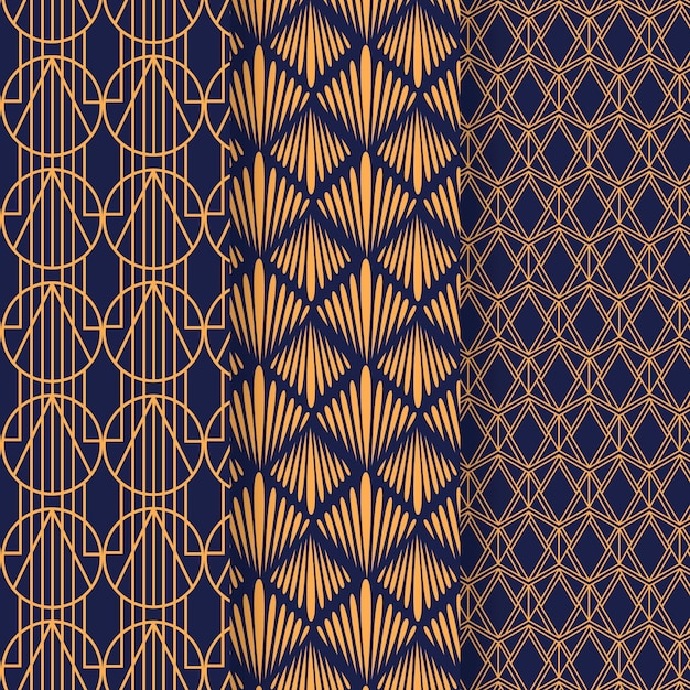 Colección de patrones art deco planos