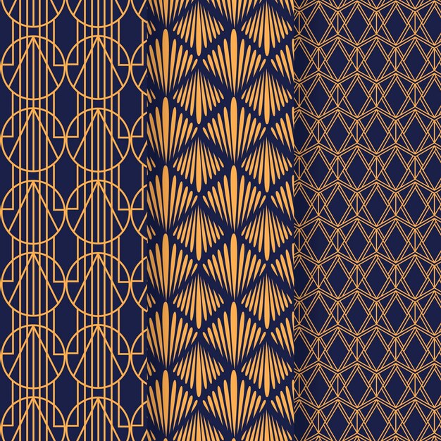Colección de patrones art deco planos