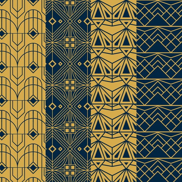 Colección de patrones art deco planos