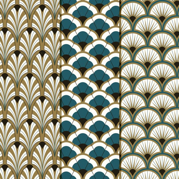 Colección de patrones art deco planos