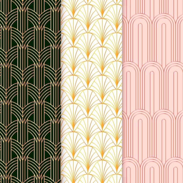 Vector gratuito colección de patrones art deco