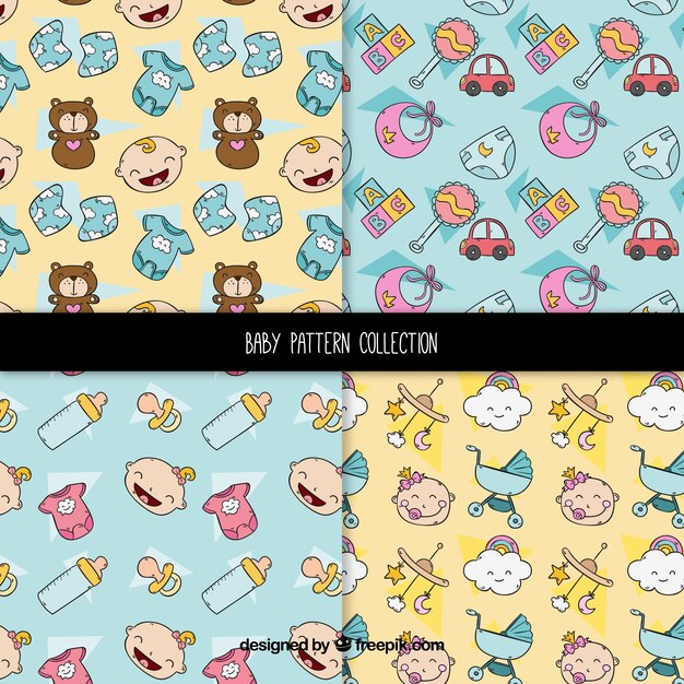 Colección de patrones de bebé en estilo hecho a mano