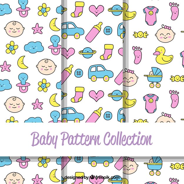 Colección de patrones de bebé en estilo hecho a mano