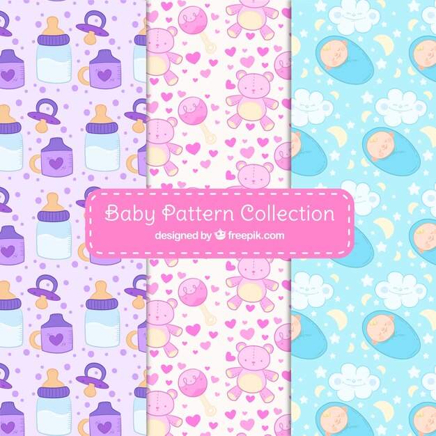 Colección de patrones bebé en estilo hecho a mano
