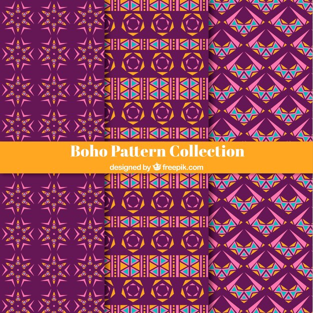 Colección de patrones boho con estilo hippie