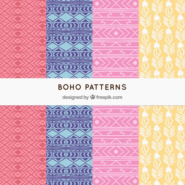Colección de patrones boho con estilo hippie