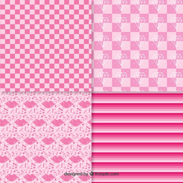 Vector gratuito colección de patrones de color rosa