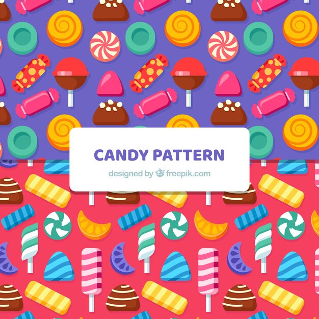 Colección de patrones coloridos con deliciosos dulces