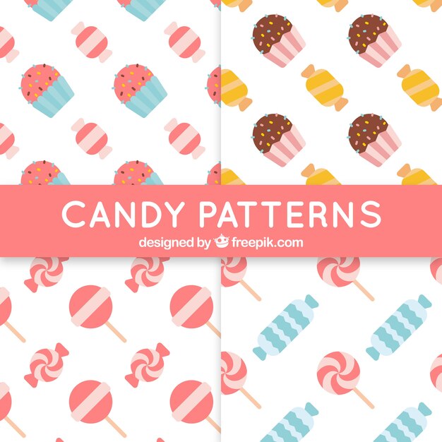 Colección de patrones coloridos con deliciosos dulces