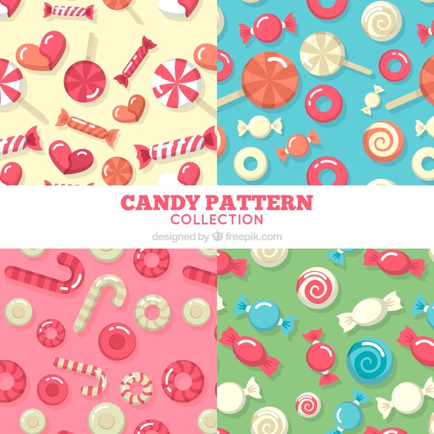 Colección de patrones coloridos con deliciosos dulces