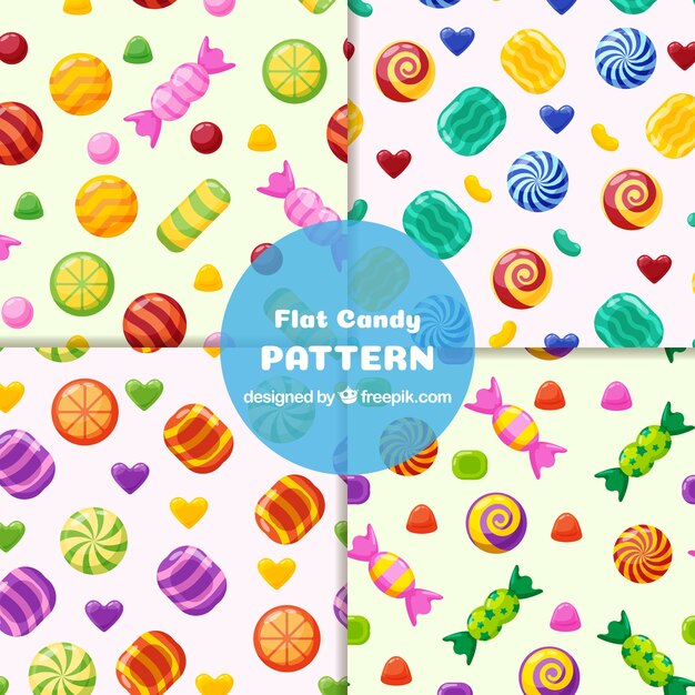 Colección de patrones coloridos con deliciosos dulces