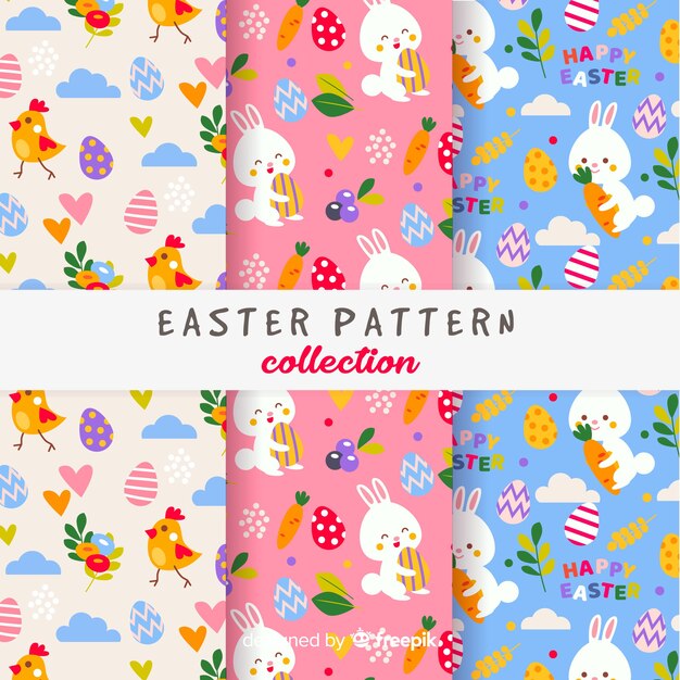 Colección patrones coloridos día de pascua